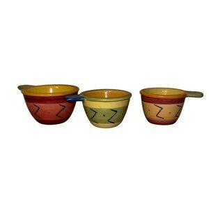 Pfaltzgraff Pistoulet Stoneware Measuring Cups Set Of 3 Multicolor With Handles